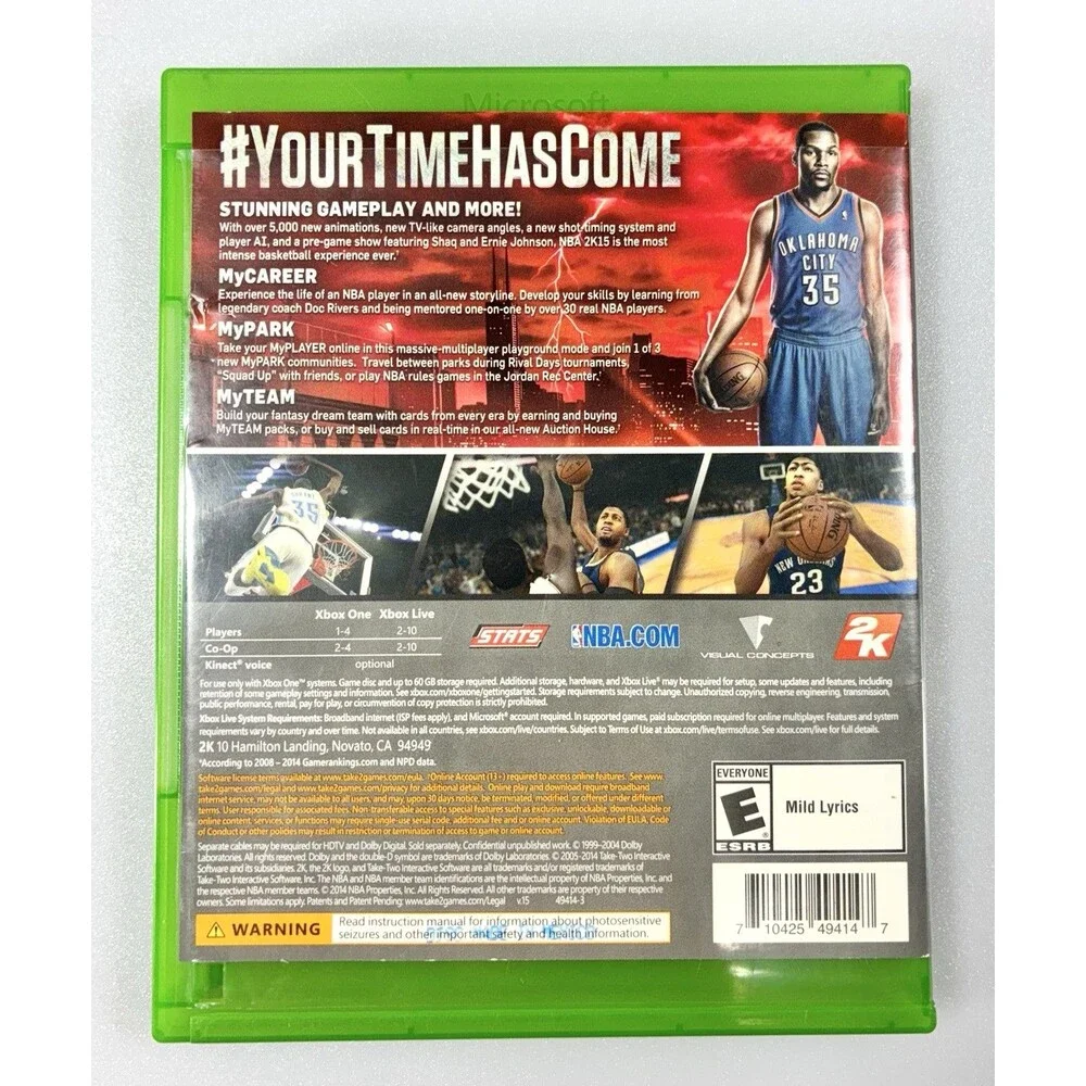 NBA 2K15 Microsoft Xbox One 2014 Complete with Manual Tested